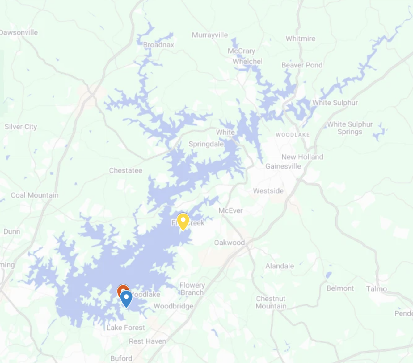 Lake Lanier Marinas Map